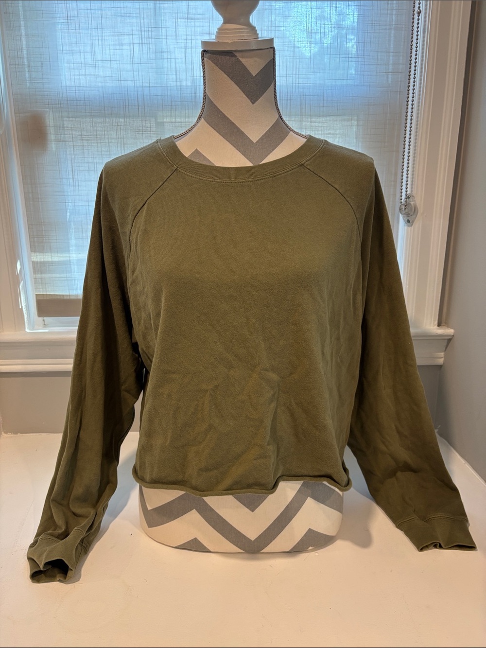 Double Zero Olive Green Raglan Crewneck Shirt